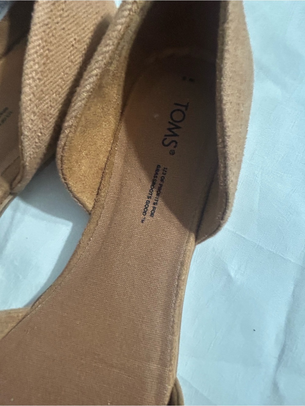 TOMS Tan Suede D'Orsay Pointed Flats - Picture 7 of 9